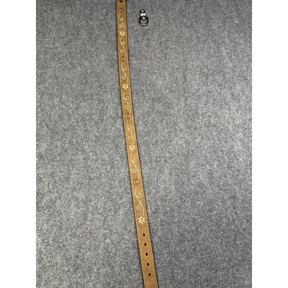 Nocona Brown Leather Floral Rhinestone Belt Women's Size Large